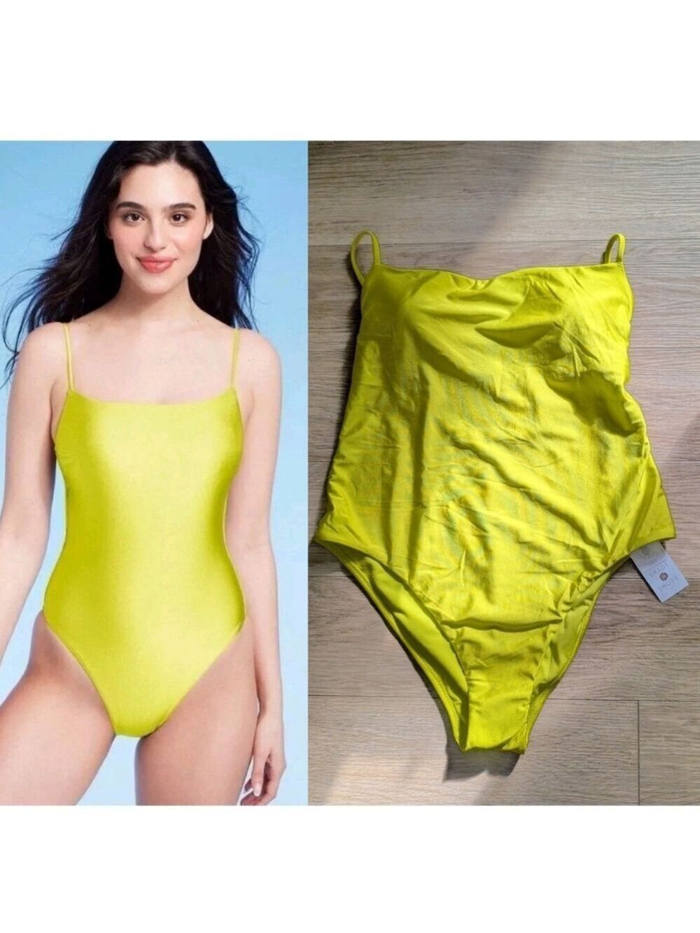 Shade & Shore | Lime Green One Piece Swimsuit - High Leg Cheeky